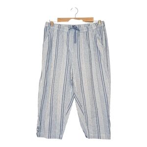 Croft & Barrow Blue Stripe Cotton Capri Pants Elastic Waist Size M